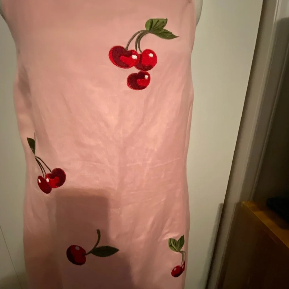 Jessica Howard VTG Spaghetti strap Dress. Pink with cherries, EUC, Sz 16 - Picture 5 of 16